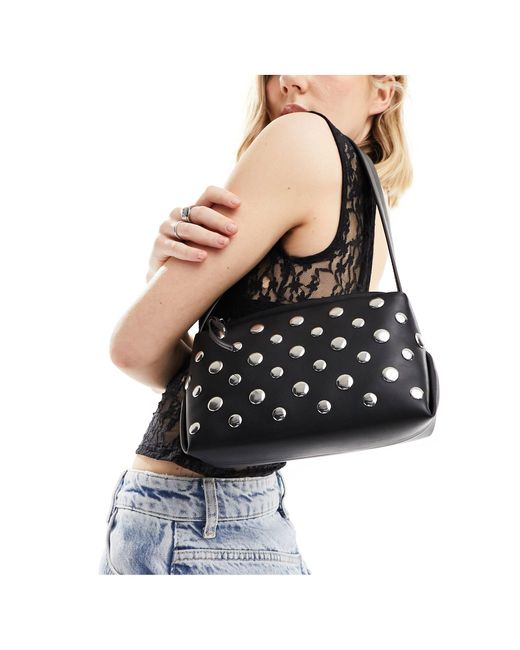 ASOS Black Shoulder Bag With Mixed Stud Detail