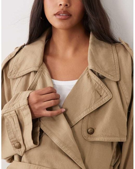 Mango Natural Oversized Short Trench Coat