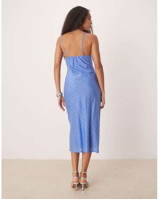 Motel Blue Elayna Chiffon Stripe Midi Dress