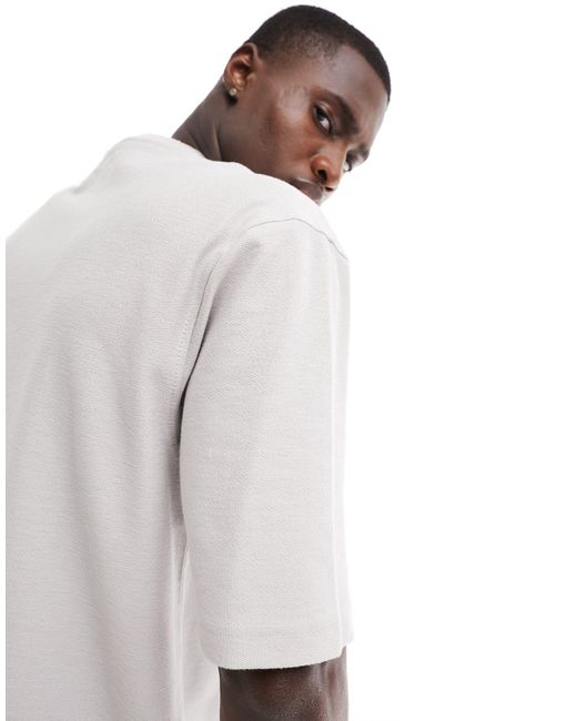 T-shirt oversize testurizzata chiaro di Another Influence in White da Uomo