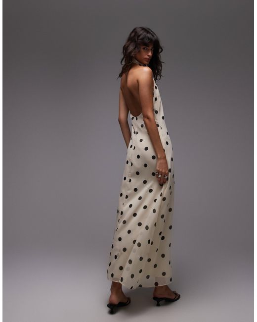 ASOS Gray Chiffon High Neck Halter Maxi Dress