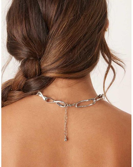 ASOS Ketting Met Grove Schakels En Grote Ronde Hanger in het Natural