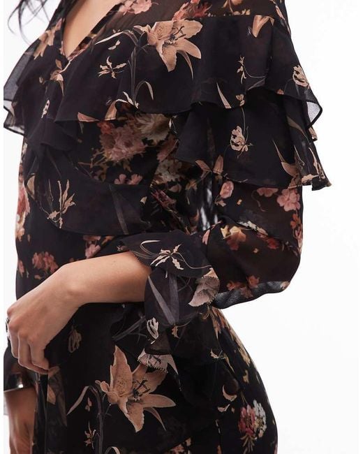 AllSaints White Fresca Floral Ruffle Dress