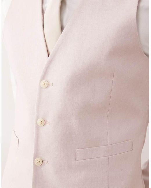 ASOS Pink Linen Rich Suit Vest for men