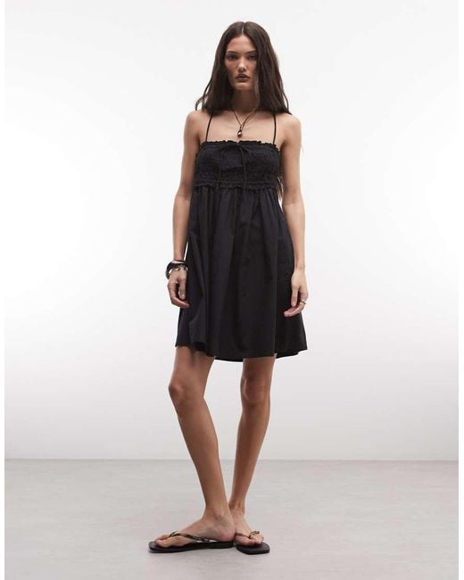 Collusion Black Smock Tie Detail Mini Dress