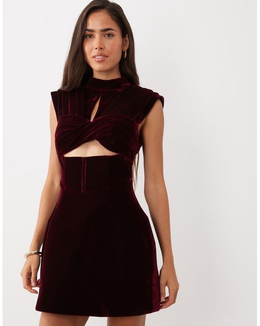 ASOS Velvet Ruched Bust Structured Mini Dress