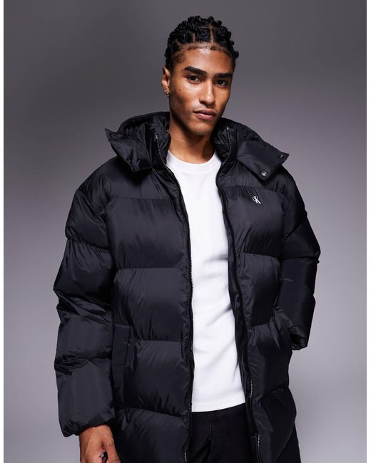 Calvin Klein Blue Longline Quilted Puffer Jacket for men