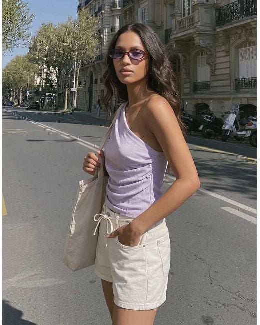 Vero Moda Gray Sleeveless One Shoulder Longline Top