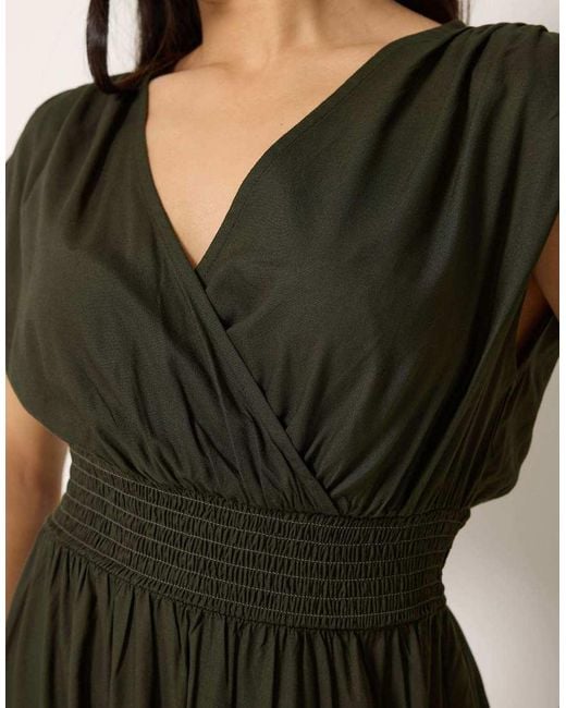 PixieGirl Green Petite Wrap Midi Dress