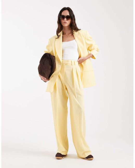 ASOS Metallic Tailored Wide Leg Trousers With Pleat Detail