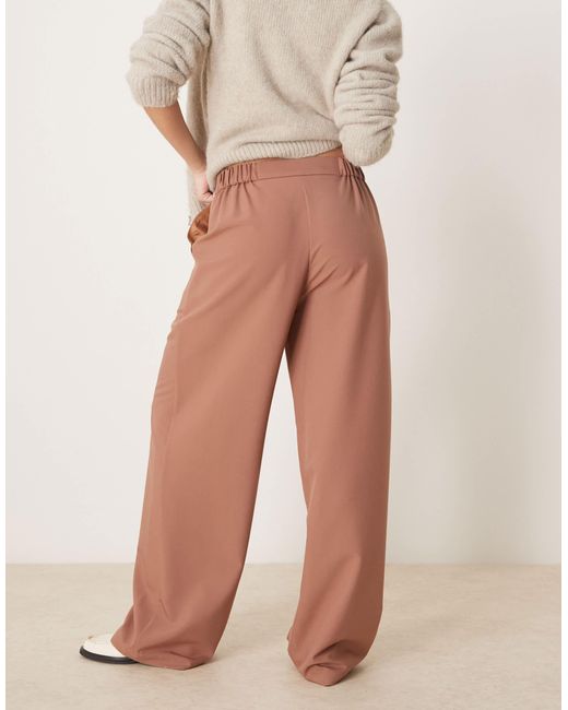 ASOS Natural Tailored Relaxed Straight Leg Trousersin Apricot
