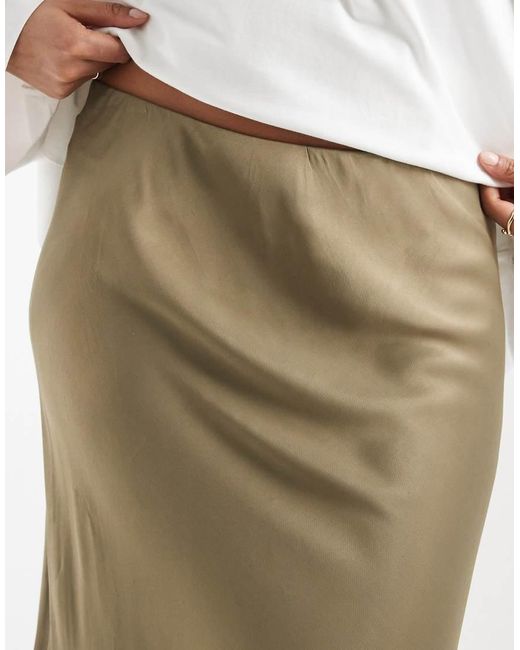ASOS White Asos Design Curve Satin Bias Maxi Skirt
