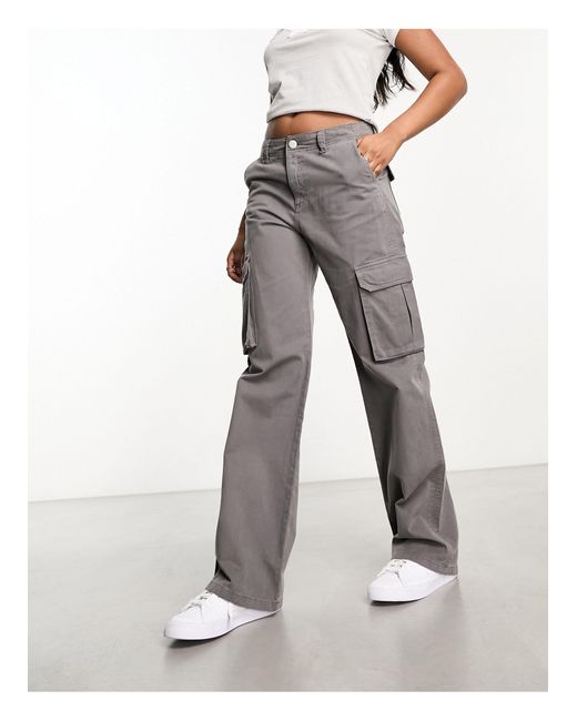 Pantalon cargo droit taille mi-haute Pull&Bear en coloris Gray