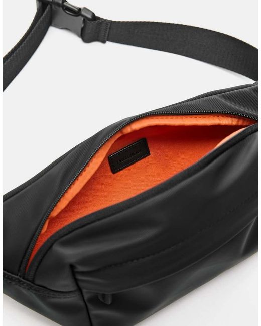 Pull&Bear Black Rubberised Bum Bag for men