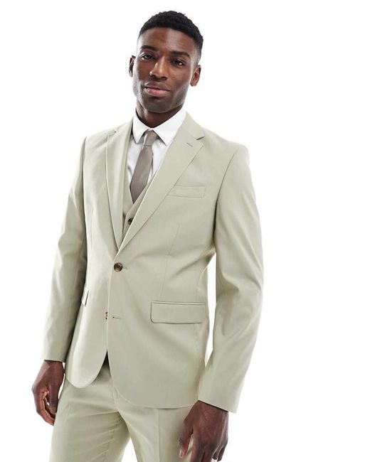 ASOS Smal Colbert in het White voor heren