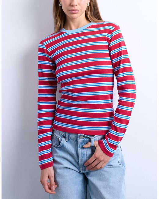 TOPSHOP White Stripe Long Sleeve Everyday Tee