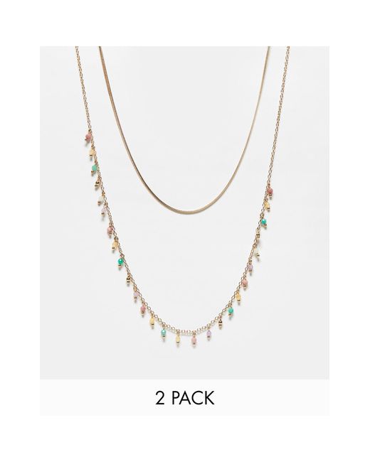 Accessorize White 2 Pack Of Beaded Chain Necklaces
