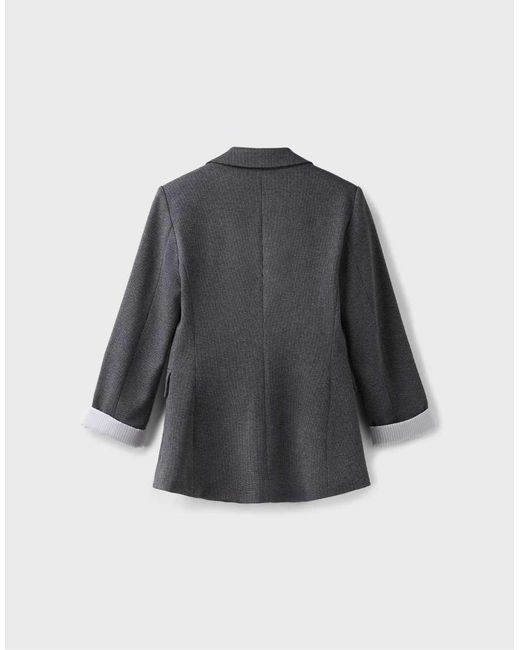 Stradivarius Gray Regular Fit Houndstooth Blazer