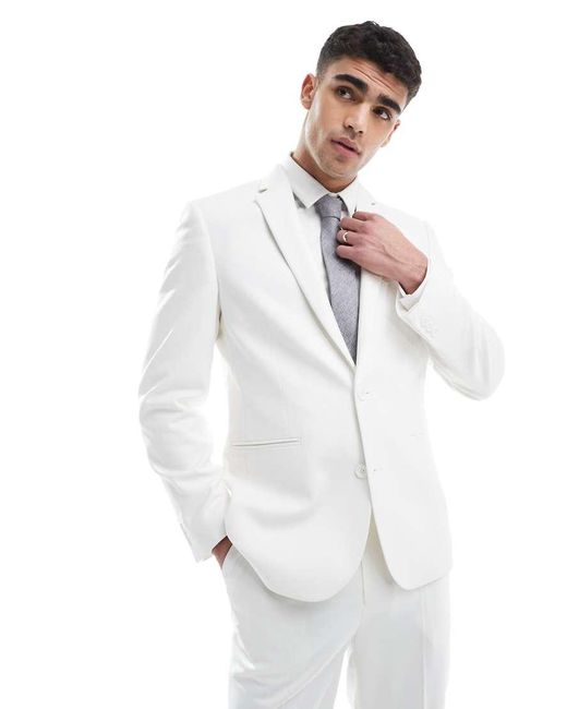 Chaqueta De Traje Blanca De Corte Slim De Tejido Texturizado De ASOS de hombre de color White