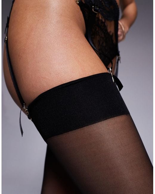 Ann Summers Black Plain Top Seamed Stocking