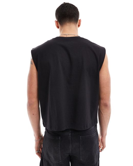 Débardeur coupe courte oversize à imprimé urbain sur la poitrine ASOS pour homme en coloris Black