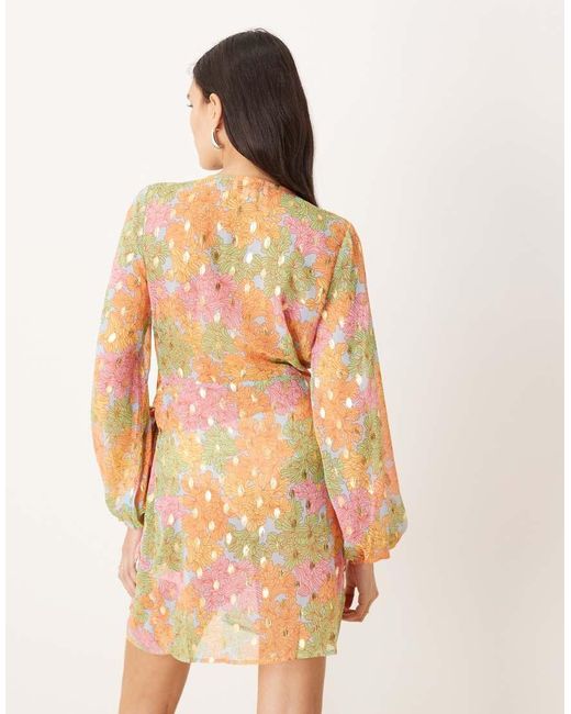 Never Fully Dressed Multicolor Metallic Wrap Mini Dress