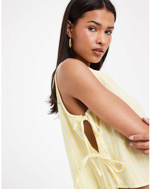 ONLY Natural Tie Side Cheesecloth Sleeveless Top Co-ord