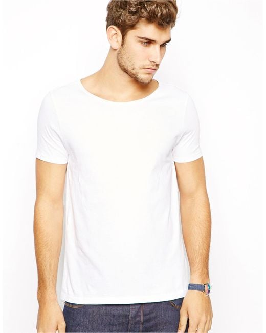 Opheldering Slink plakband ASOS Asos - T-shirt Met Wijde Boothals in het Wit voor heren | Lyst NL