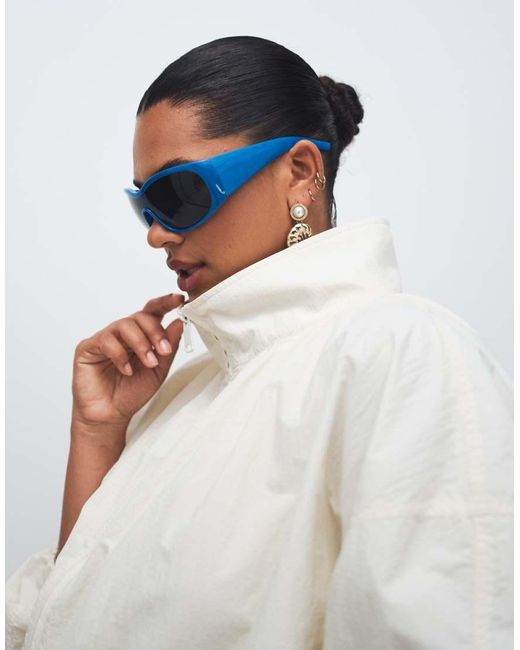 ASOS Blue Oversized Aviator Wrap Sunglasses