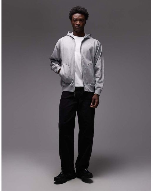 The North Face Gray Unisex Oversized Double Zip Logo Hoodie