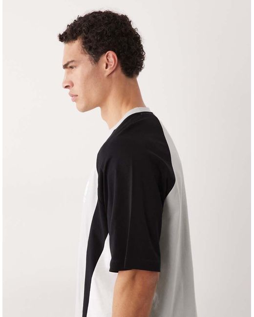ASOS Gray Boxy Oversized T-shirt With Cut And Sew Paneling And Athletic Graphics for men