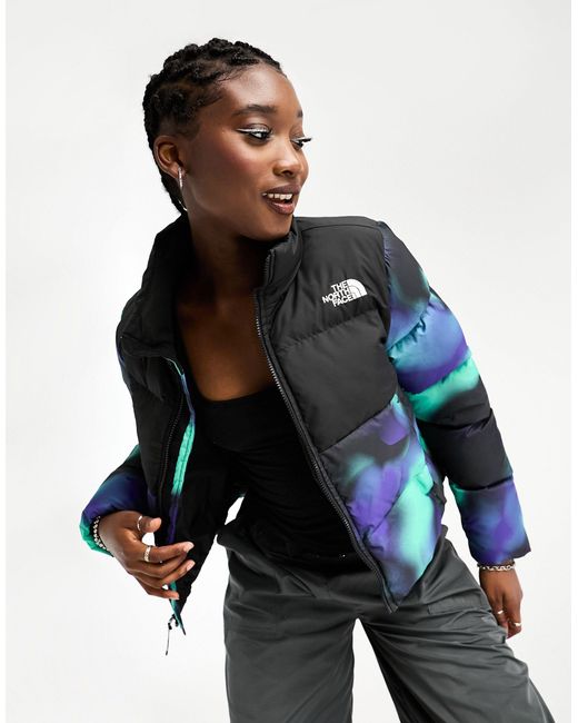 Exclusivité asos - - saikuru - doudoune courte - imprimé marbré The North  Face en coloris Bleu | Lyst