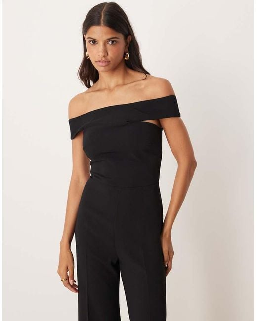 Mango Blue Off Shoulder Jumpsuit