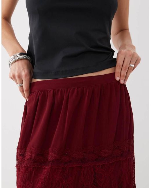 Miss Selfridge Tiered Maxi Skirt With Lace Detail