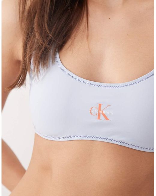 Calvin Klein Blue Logo Bralette Bikini Top