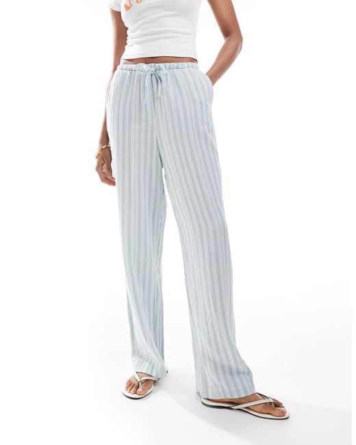 Pantalon large en coton à rayures Vero Moda en coloris White