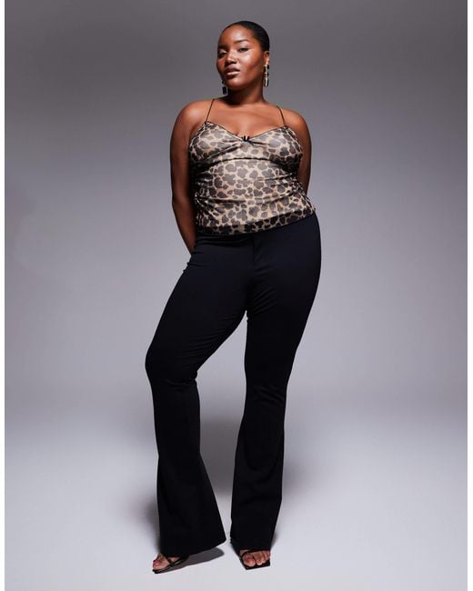 ASOS Black Asos Design Curve Premium Ponte Flare Trouser With Tailored Waistband