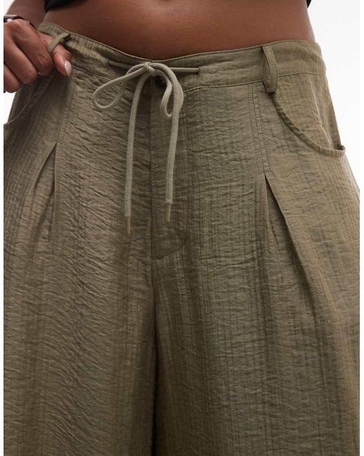 ASOS Green Asos Design Curve Textured Drawstring Waist Balloon Trouser