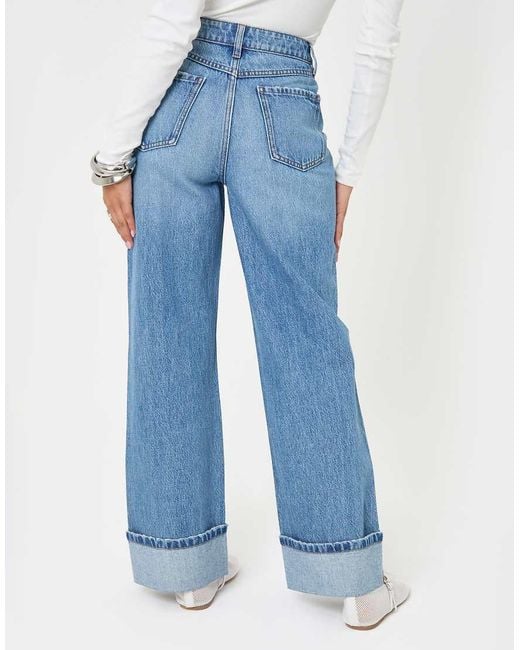 Threadbare Blue Wide Leg Turn Up Jeans
