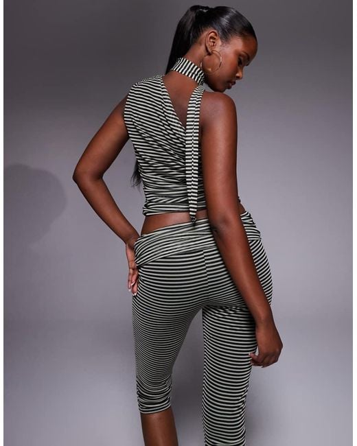 Kaiia Gray Exclusive Double Layered Slinky Mesh One Shoulder Scarf Detail Top Co-Ord