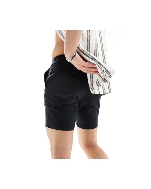 Pantalones cortos chinos ajustados en ASOS de hombre de color Black