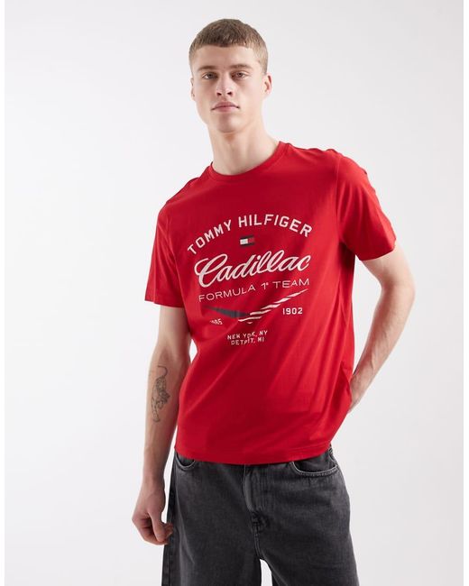 Tommy Hilfiger Red X Cadillac F1 Varsity T-shirt for men