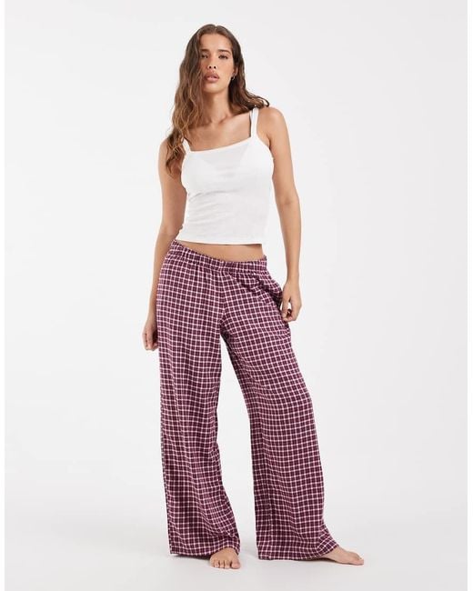 Hollister Purple Wide Leg Flannel Pyjama Bottoms
