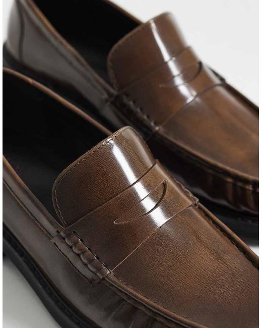 ASOS White Penny Loafers With Ruched Apron for men