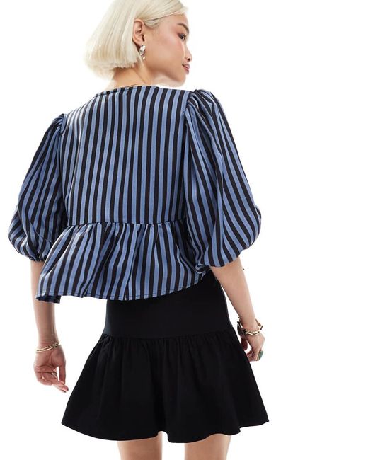 Glamorous Blue Tie Front Blouse