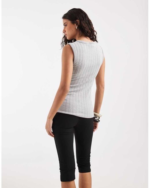 River Island Natural Button Down Tank Top