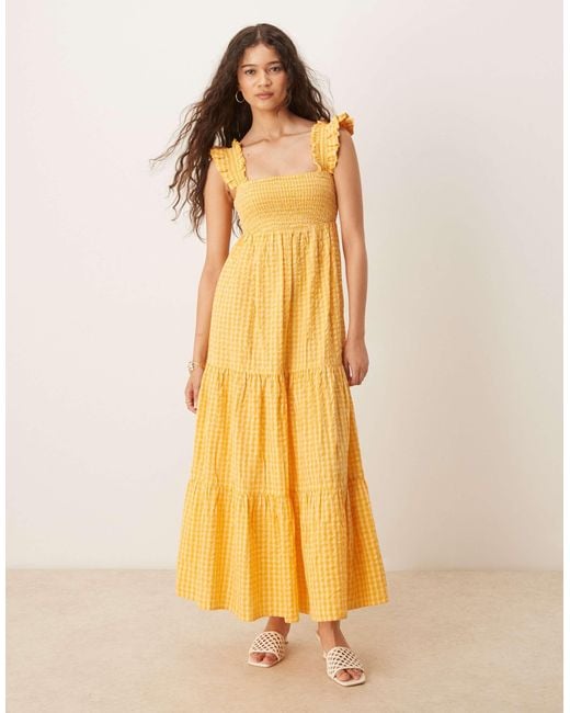 Nobody's Child Yellow Maya Tiered Midi Dress