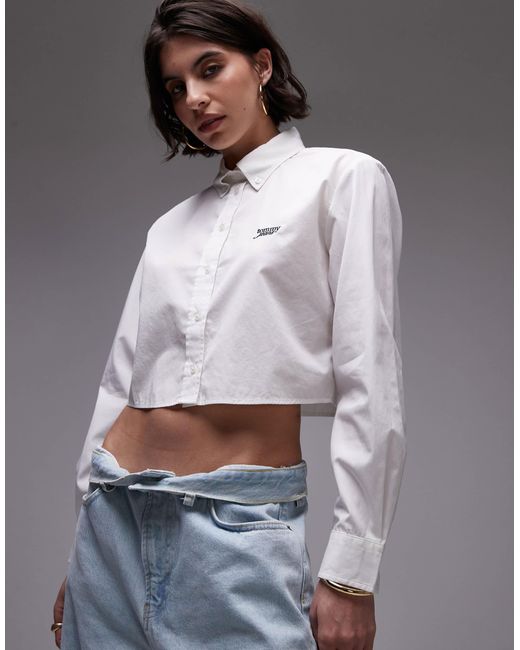 Chemise courte en popeline à rayures - écru Tommy Hilfiger en coloris Gray