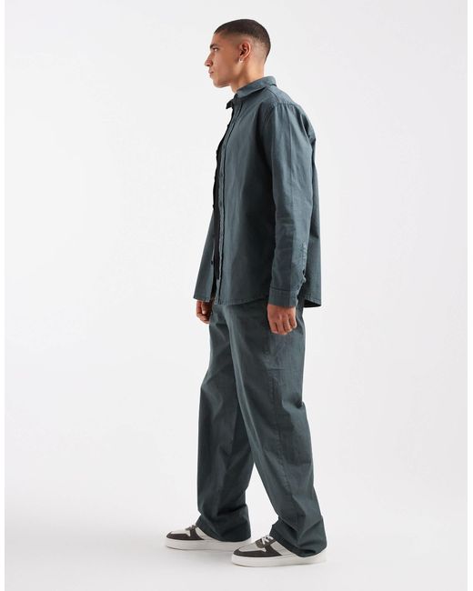 Pantalon d'ensemble droit et ample en ripstop - anthracite ASOS pour homme en coloris Gray
