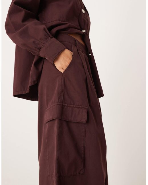 ASOS Red Oversized Pleated Cotton Cargo Trouser